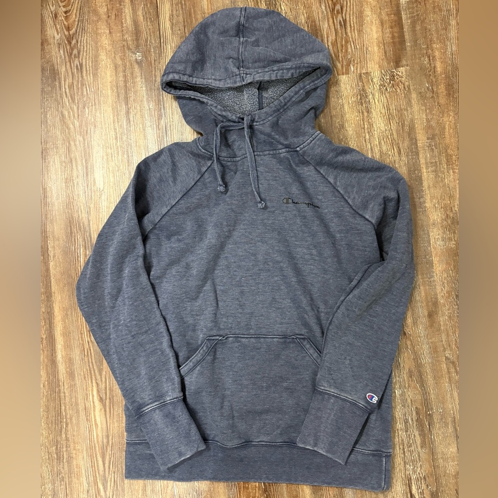 Champion Gray Acid Washed Athleisure Pullover Hoodie Sweatshirt Small Normcore